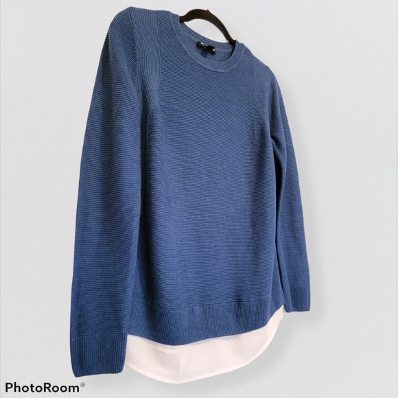 Hillary Radley Ribbed Mock Layer Blue Sweater S - Picture 2 of 11